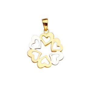 14K Tri Color Gold 6 Hearts Pendant